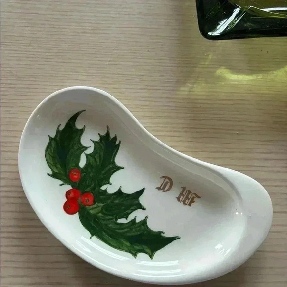 Vintage Metlox Poppytrail atomic trinket dish with holly - Picture 2 of 9
